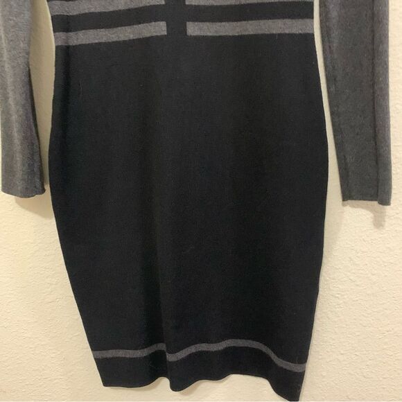 MAX STUDIO Women’s Bodycon Sweater Dress Black Grey Geometric Size Small. - Picture 4 of 12